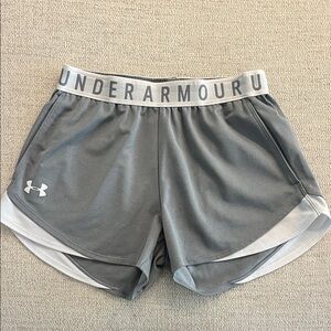 Under Armour Women’s Gray Athletic Logo Waistband Shorts